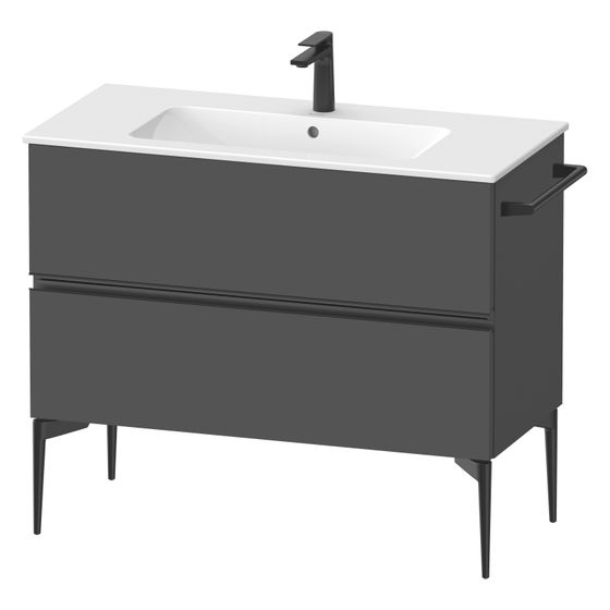 Duravit Sivida Waschtischunterbau bodenstehend 477x1010x591mm, B, Graphit Matt, Griffleiste, 2 SK