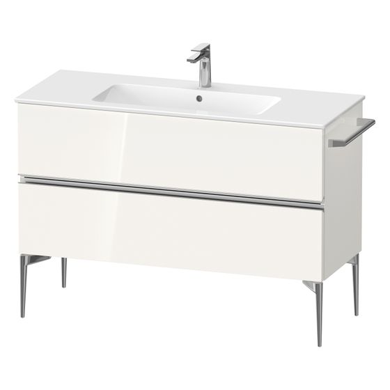 Duravit Sivida Waschtischunterbau bodenstehend 477x1210x591mm, Weiß Hochglanz, Griffleiste, 2 SK, Aus./Schürze