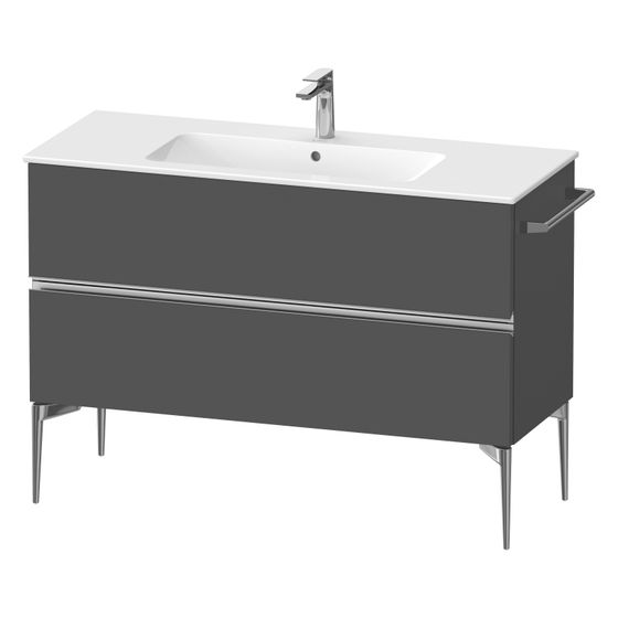 Duravit Sivida Waschtischunterbau bodenstehend 477x1210x591mm, Graphit Matt, Griffleiste, 2 SK, Ausschnitt/Schürze