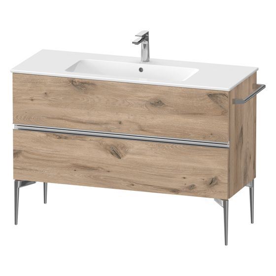 Duravit Sivida Waschtischunterbau bodenstehend 477x1210x591mm Eiche Mar. Matt, Griffleiste, 2 SK, Aus./Schürze