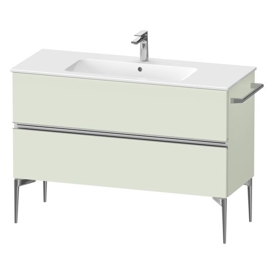 Duravit Sivida Waschtischunterbau bodenstehend 477x1210x591mm, Blassgrün Matt, Griffleiste, 2 SK, Aus./Schürze