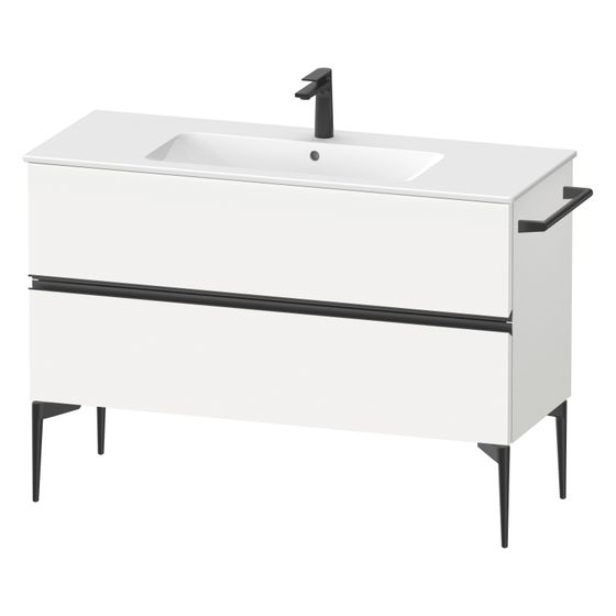 Duravit Sivida Waschtischunterbau bodenstehend 477x1210x591mm B, Mattweiß, Griffleiste, 2 SK, Aus./Schürze
