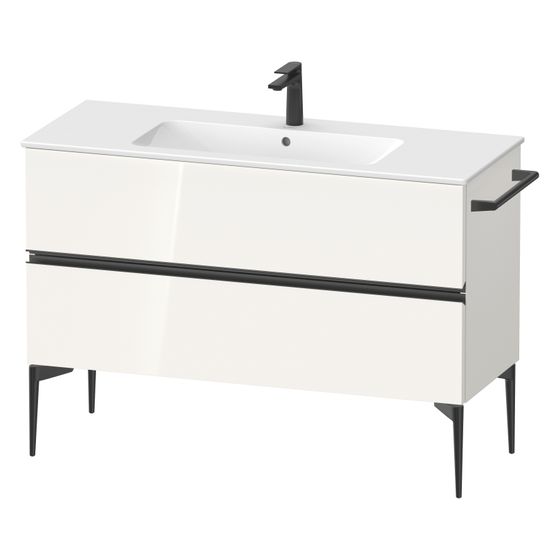 Duravit Sivida Waschtischunterbau bodenstehend 477x1210x591mm, B, Weiß Hochglanz, Griffleiste, 2 SK