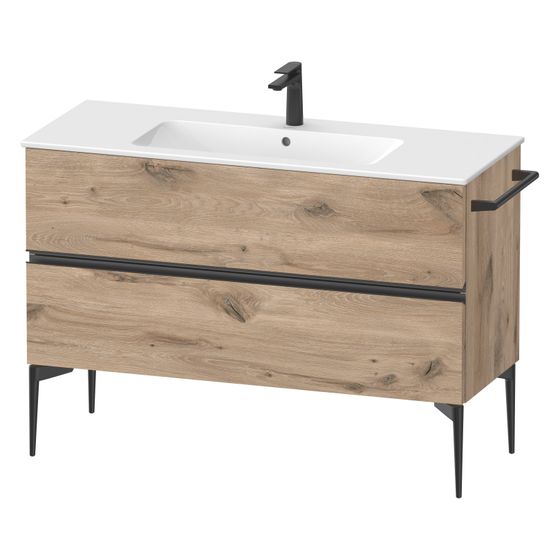 Duravit Sivida Waschtischunterbau bodenstehend 477x1210x591mm B, Eiche Marmoriert Matt, Griffleiste, 2 SK