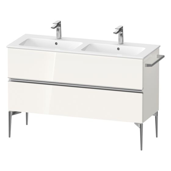 Duravit Sivida Waschtischunterbau bodenstehend 477x1280x591mm, Weiß Hochglanz, Griffleiste, 2 SK, Aus./Schürze