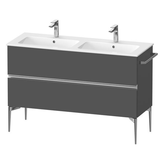 Duravit Sivida Waschtischunterbau bodenstehend 477x1280x591mm, Graphit Matt, Griffleiste, 2 SK, Ausschnitt/Schürze