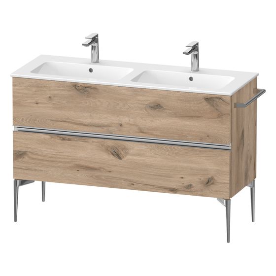Duravit Sivida Waschtischunterbau bodenstehend 477x1280x591mm Eiche Mar. Matt, Griffleiste, 2 SK, Aus./Schürze