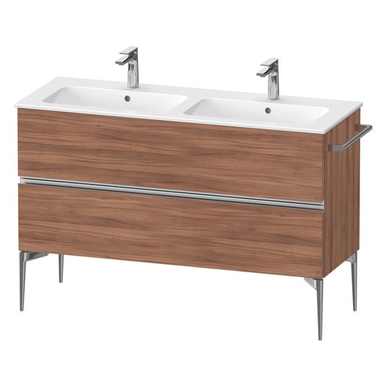 Duravit Sivida Waschtischunterbau bodenstehend 477x1280x591mm, Nusb.Matt, Griffleiste, 2 SK, Ausschnitt/Schürze