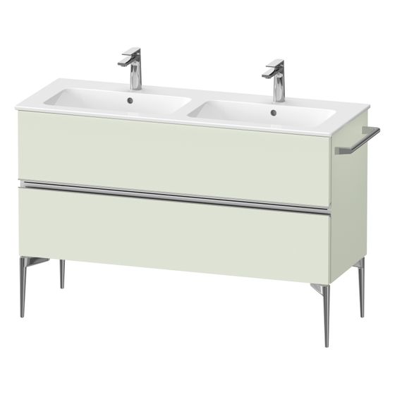 Duravit Sivida Waschtischunterbau bodenstehend 477x1280x591mm, Blassgrün Matt, Griffleiste, 2 SK, Aus./Schürze