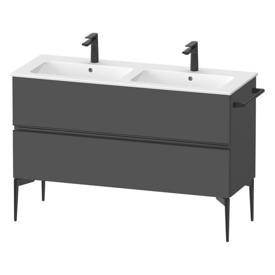 Duravit Sivida Waschtischunterbau bodenstehend 477x1280x591mm, B, Graphit Matt, Griffleiste, 2 SK