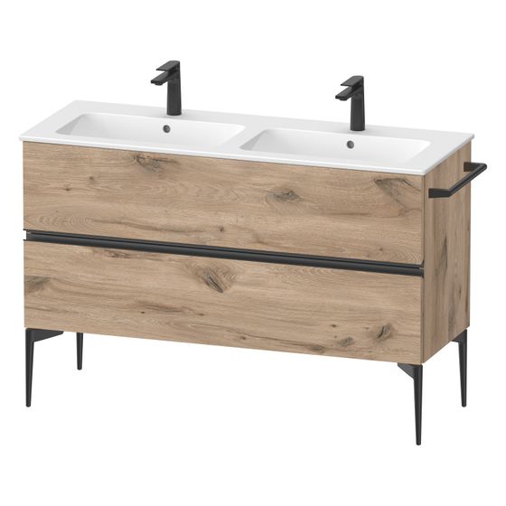 Duravit Sivida Waschtischunterbau bodenstehend 477x1280x591mm B, Eiche Marmoriert Matt, Griffleiste, 2 SK