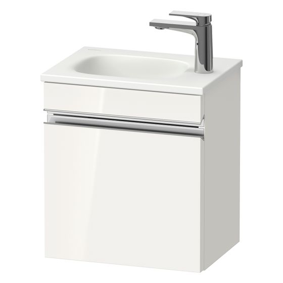 Duravit Sivida Waschtischunterbau wh 295x400x440mm R, Weiß Hochglanz, Griffleiste, 1 Tür, Automatiktürscharnier, SV4649R10220000