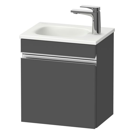 Duravit Sivida Waschtischunterbau wandh 295x400x440mm R, Graphit Matt, Griffleiste, 1 Tür, Automatiktürs. SV4649R10490000