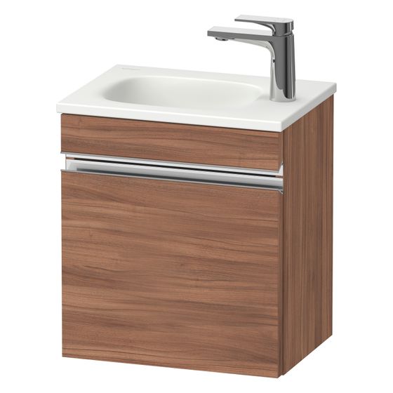 Duravit Sivida Waschtischunterbau wandh. 295x400x440mm, L, Chrom/Nusb.Matt, Griffleiste, 1 Tür, Automatiktürscharnier