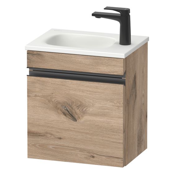 Duravit Sivida Waschtischunterbau wandh. 295x400x440mm R, Eiche Mar. Matt, Griffleiste, 1 Tür, Autom. SV4649RBD550000