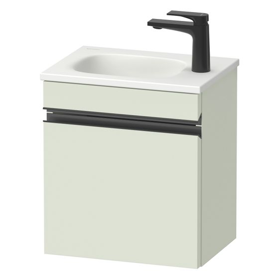 Duravit Sivida Waschtischunterbau wandh. 295x400x440mm, L, Diams./Blassgrün Matt, Griffleiste, 1 Tür, Automatiktürscharnier