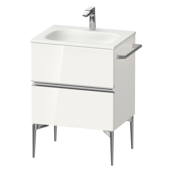 Duravit Sivida Waschtischunterbau bodenstehend 477x610x592mm, Weiß Hochglanz, Griffleiste, 2 SK, Ausschnitt/Schürze