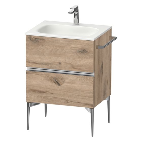 Duravit Sivida Waschtischunterbau bodenstehend 477x610x592mm Eiche Mar. Matt, Griffleiste, 2 SK, Aus./Schürze