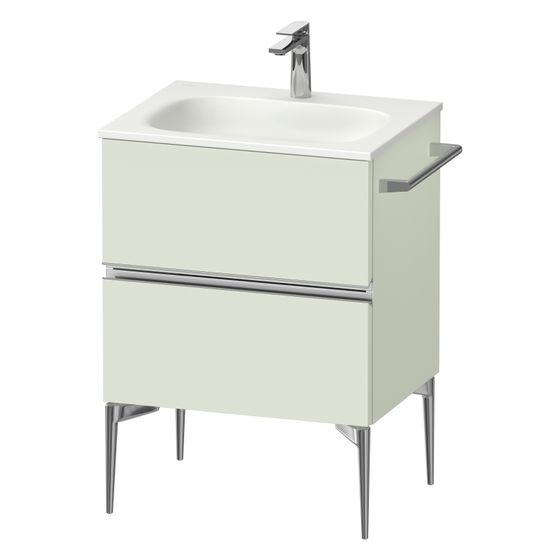 Duravit Sivida Waschtischunterbau bodenstehend 477x610x592mm, Blassgrün Matt, Griffleiste, 2 SK, Ausschnitt/Schürze