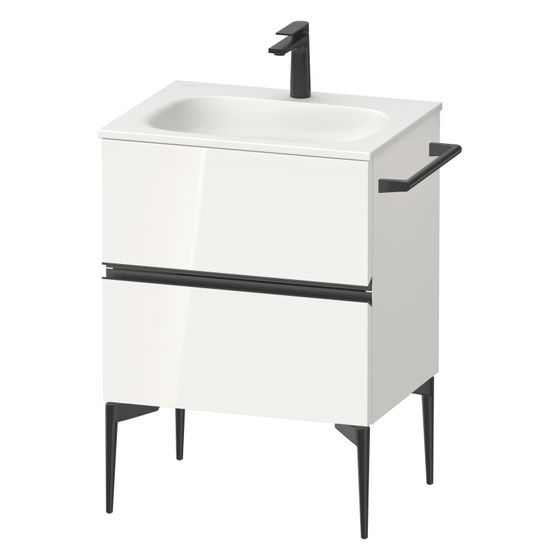Duravit Sivida Waschtischunterbau bodenstehend 477x610x592mm, B, Weiß Hochglanz, Griffleiste, 2 SK