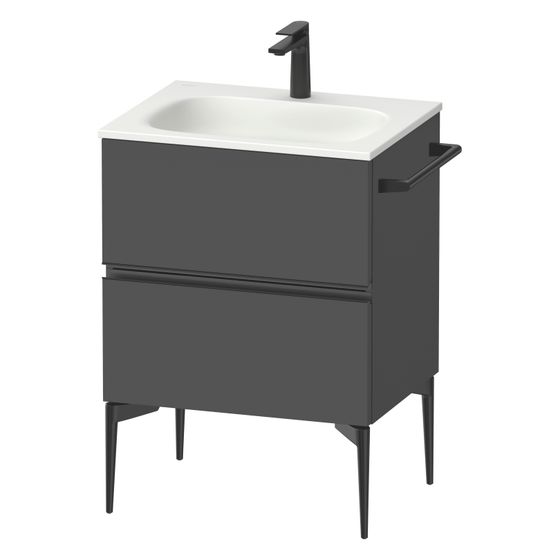 Duravit Sivida Waschtischunterbau bodenstehend 477x610x592mm, B, Graphit Matt, Griffleiste, 2 SK