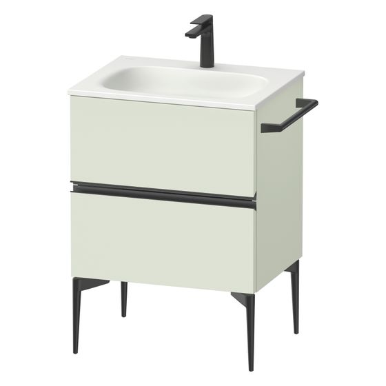 Duravit Sivida Waschtischunterbau bodenstehend 477x610x592mm, B, Blassgrün Matt, Griffleiste, 2 SK