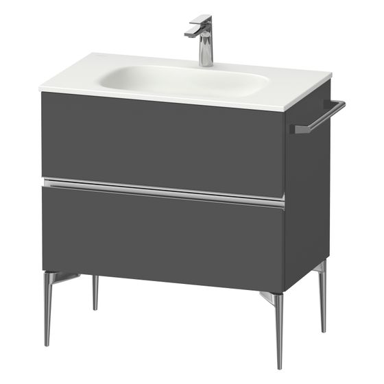 Duravit Sivida Waschtischunterbau bodenstehend 477x810x592mm, Graphit Matt, Griffleiste, 2 SK, Aus./Schür.