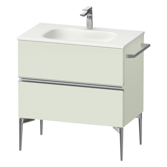 Duravit Sivida Waschtischunterbau bodenstehend 477x810x592mm, Blassgrün Matt, Griffleiste, 2 SK, Ausschnitt/Schürze
