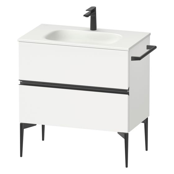 Duravit Sivida Waschtischunterbau bodenstehend 477x810x592mm B, Mattweiß, Griffleiste, 2 SK, Aus./Schürze