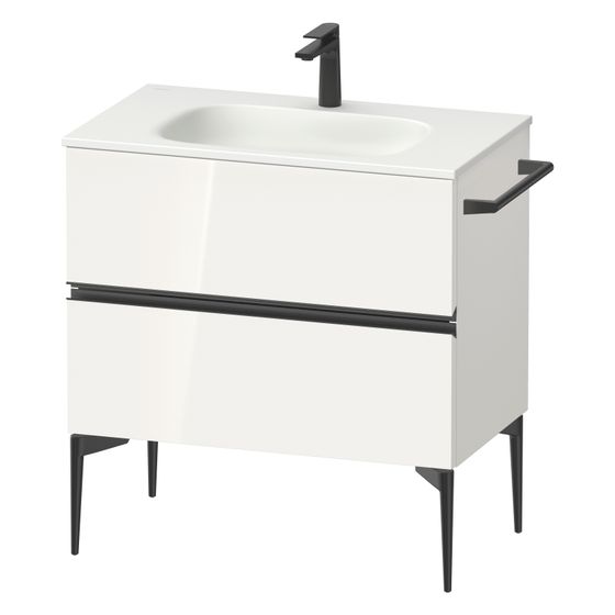 Duravit Sivida Waschtischunterbau bodenstehend 477x810x592mm, B, Weiß Hochglanz, Griffleiste, 2 SK