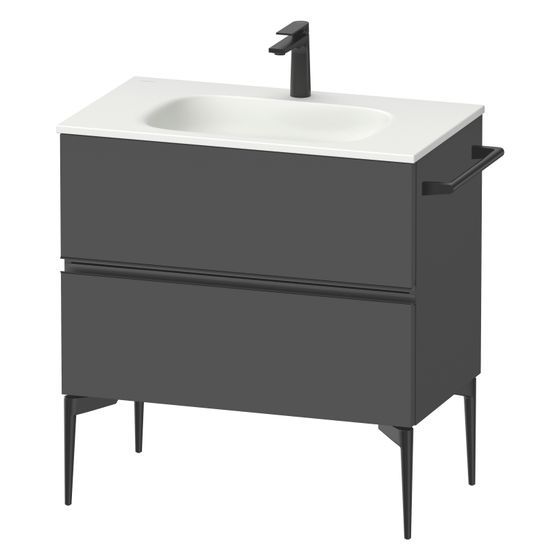 Duravit Sivida Waschtischunterbau bodenstehend 477x810x592mm, B, Graphit Matt, Griffleiste, 2 SK