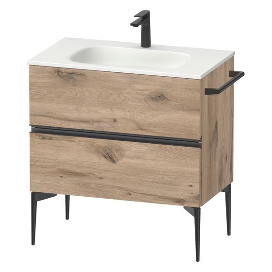 Duravit Sivida Waschtischunterbau bodenstehend 477x810x592mm B, Eiche Marmoriert Matt, Griffleiste, 2 SK
