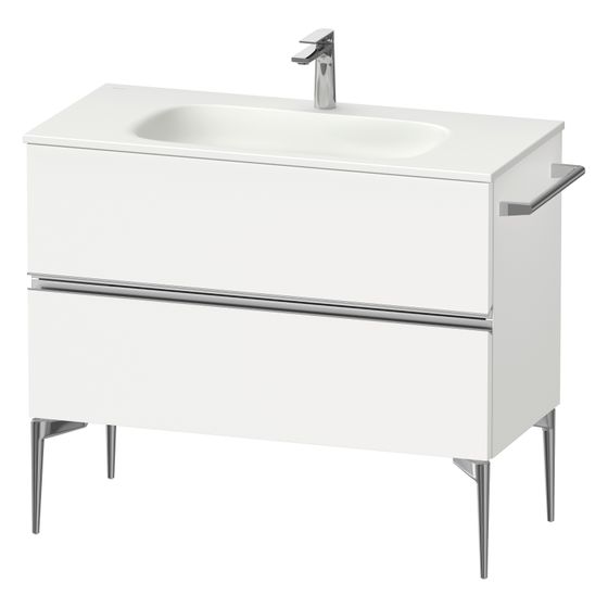 Duravit Sivida Waschtischunterbau bodenstehend 477x1010x592mm, Mattweiß, Griffleiste, 2 SK, Aus./Schür.