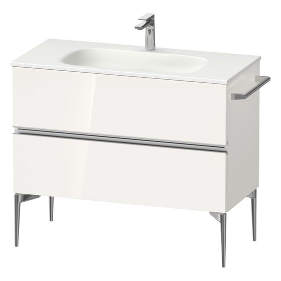 Duravit Sivida Waschtischunterbau bodenstehend 477x1010x592mm, Weiß Hochglanz, Griffleiste, 2 SK, Aus./Schürze