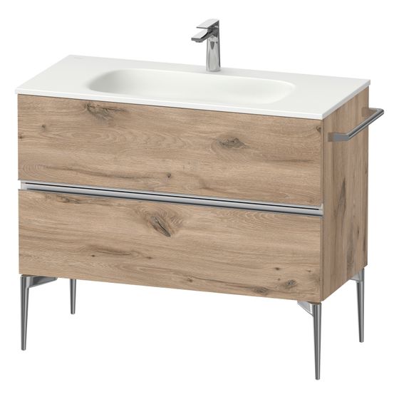Duravit Sivida Waschtischunterbau bodenstehend 477x1010x592mm Eiche Mar. Matt, Griffleiste, 2 SK, Aus./Schürze