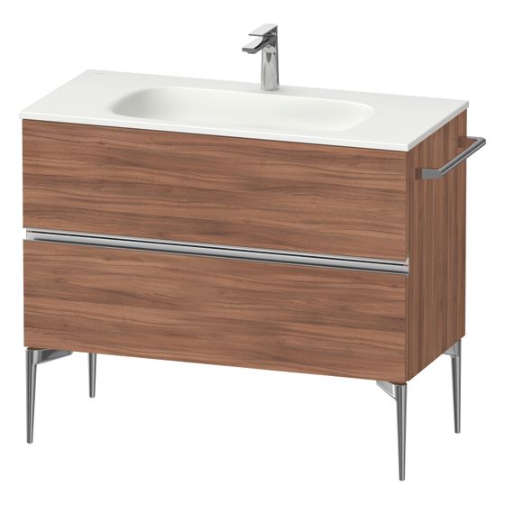 Duravit Sivida Waschtischunterbau bodenstehend 477x1010x592mm, Nusb.Matt, Griffleiste, 2 SK, Ausschnitt/Schürze