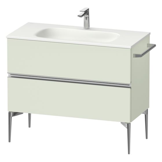 Duravit Sivida Waschtischunterbau bodenstehend 477x1010x592mm, Blassgrün Matt, Griffleiste, 2 SK, Aus./Schürze