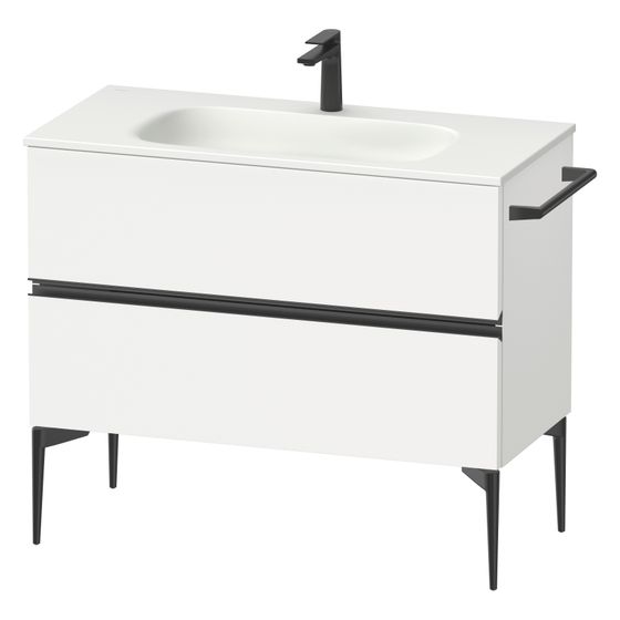 Duravit Sivida Waschtischunterbau bodenstehend 477x1010x592mm B, Mattweiß, Griffleiste, 2 SK, Aus./Schürze