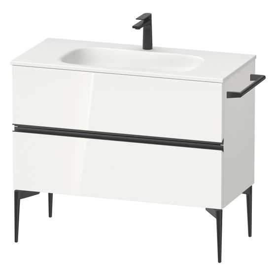Duravit Sivida Waschtischunterbau bodenstehend 477x1010x592mm, B, Weiß Hochglanz, Griffleiste, 2 SK
