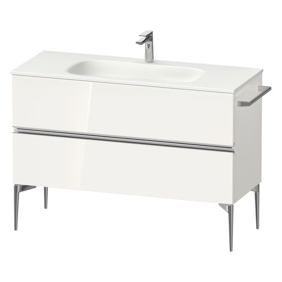 Duravit Sivida Waschtischunterbau bodenstehend 477x1210x592mm, Weiß Hochglanz, Griffleiste, 2 SK, Aus./Schürze