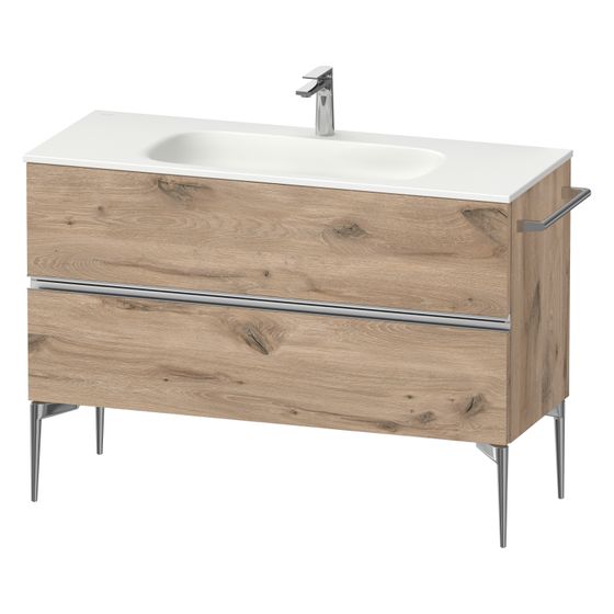 Duravit Sivida Waschtischunterbau bodenstehend 477x1210x592mm Eiche Mar. Matt, Griffleiste, 2 SK, Aus./Schürze