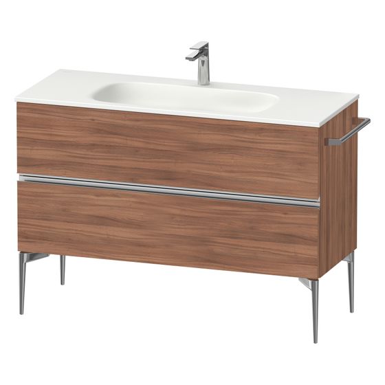 Duravit Sivida Waschtischunterbau bodenstehend 477x1210x592mm, Nusb.Matt, Griffleiste, 2 SK, Ausschnitt/Schürze