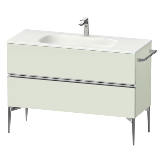Duravit Sivida Waschtischunterbau bodenstehend 477x1210x592mm, Blassgrün Matt, Griffleiste, 2 SK, Aus./Schürze