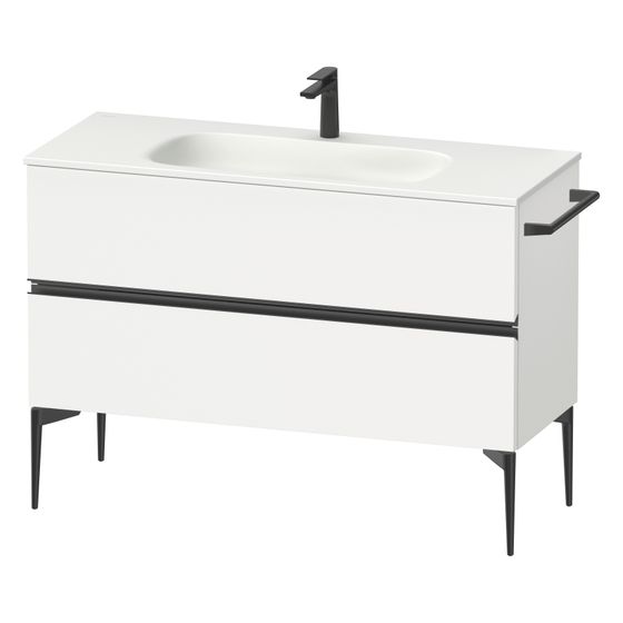 Duravit Sivida Waschtischunterbau bodenstehend 477x1210x592mm B, Mattweiß, Griffleiste, 2 SK, Aus./Schürze