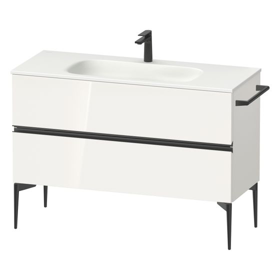 Duravit Sivida Waschtischunterbau bodenstehend 477x1210x592mm, B, Weiß Hochglanz, Griffleiste, 2 SK