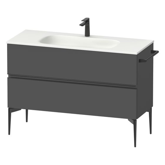 Duravit Sivida Waschtischunterbau bodenstehend 477x1210x592mm, B, Graphit Matt, Griffleiste, 2 SK