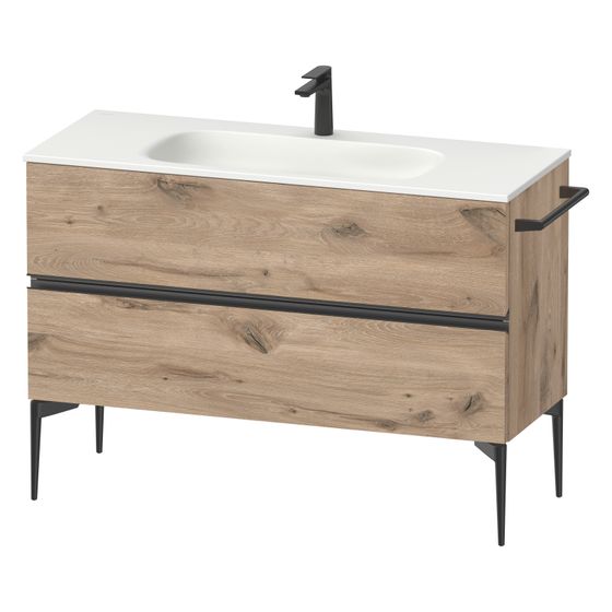 Duravit Sivida Waschtischunterbau bodenstehend 477x1210x592mm B, Eiche Marmoriert Matt, Griffleiste, 2 SK