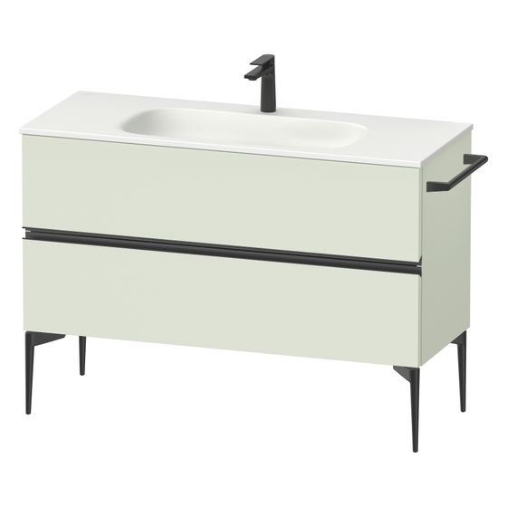 Duravit Sivida Waschtischunterbau bodenstehend 477x1210x592mm, B, Blassgrün Matt, Griffleiste, 2 SK