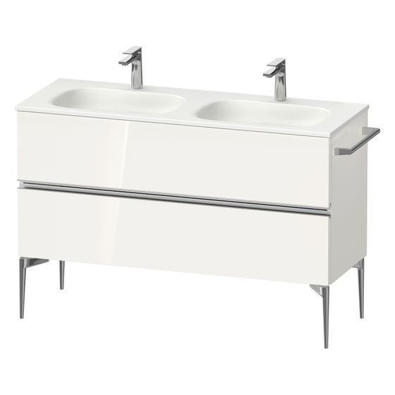 Duravit Sivida Waschtischunterbau bodenstehend 477x1280x592mm, Weiß Hochglanz, Griffleiste, 2 SK, Aus./Schürze