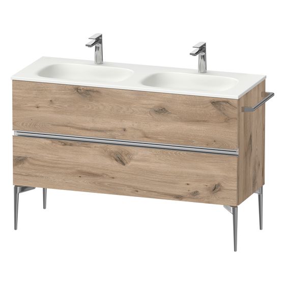 Duravit Sivida Waschtischunterbau bodenstehend 477x1280x592mm Eiche Mar. Matt, Griffleiste, 2 SK, Aus./Schürze